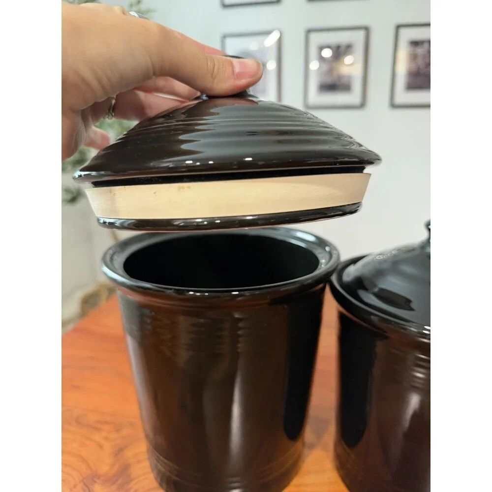 Vintage Fiesta Black Canisters Set Of 3